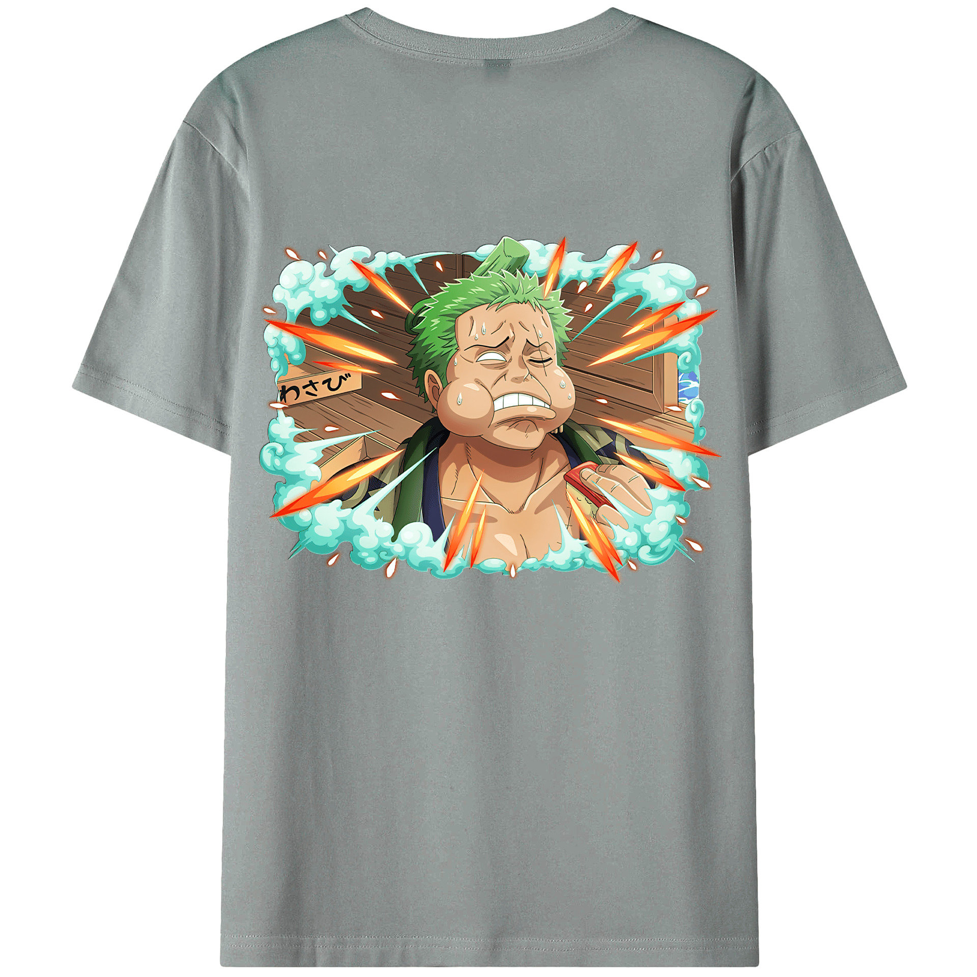 ワンピース ロロノア・ゾロ ONE PIECE Roronoa Zoro 綿100％ メンズ半袖Tシャツ（バックプリント） 通気性